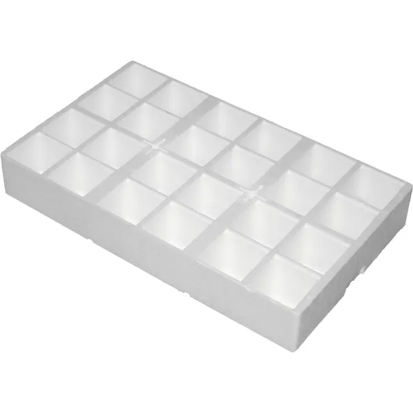 Blomsterbrett, firkant hull, 24 hull / 7,5cm, 4-kant, med bunn